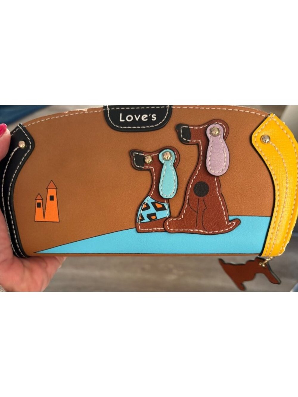 Loves Dog-Themed Wallet With Colorful Design & Applique 7"x4".